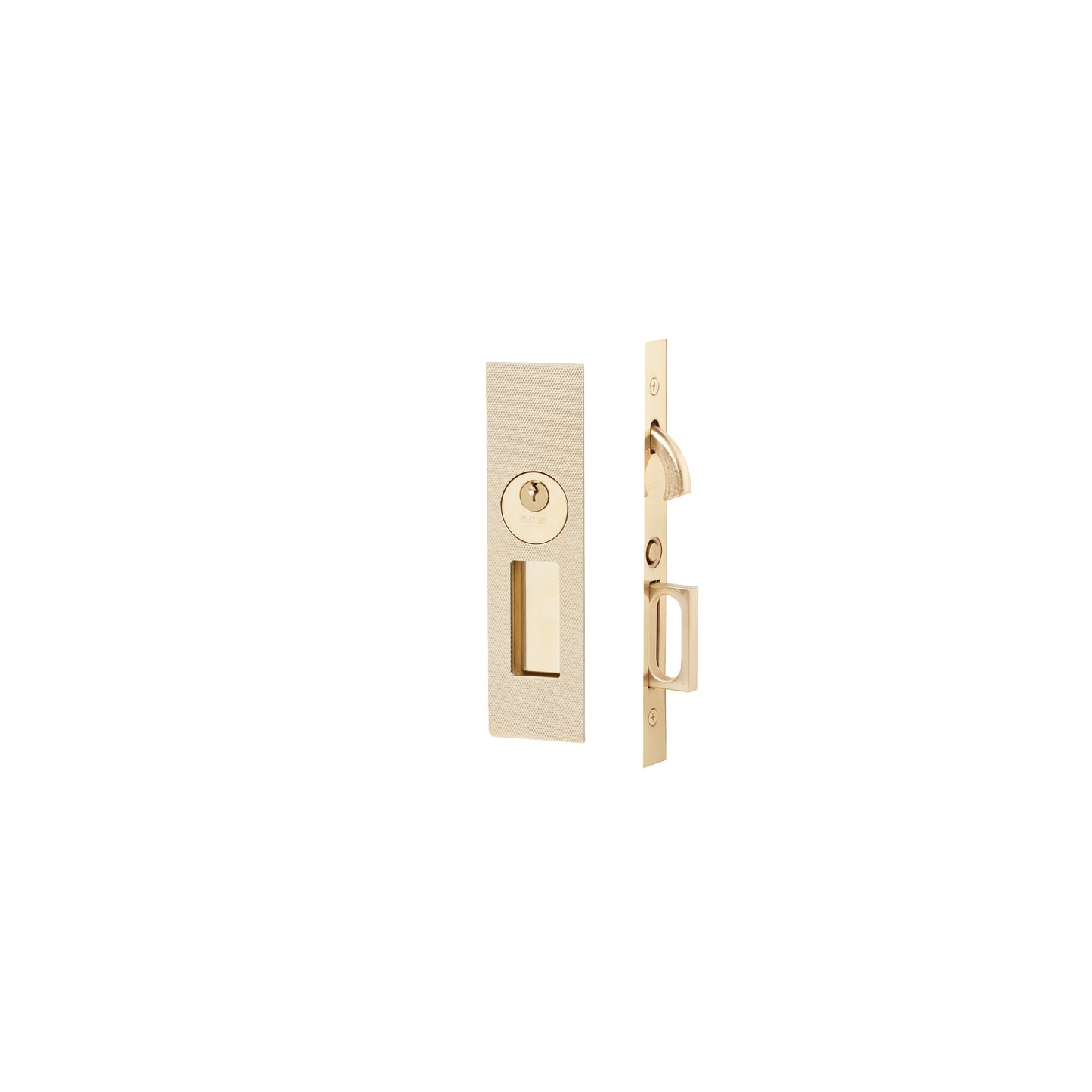 Knurled Narrow Modern Rectangular Pocket Door Mortise Lock