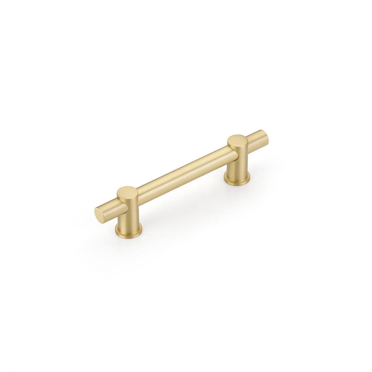 Schaub Fonce' Bar Pull 4" cc with Satin Brass bar and Satin Brass stems