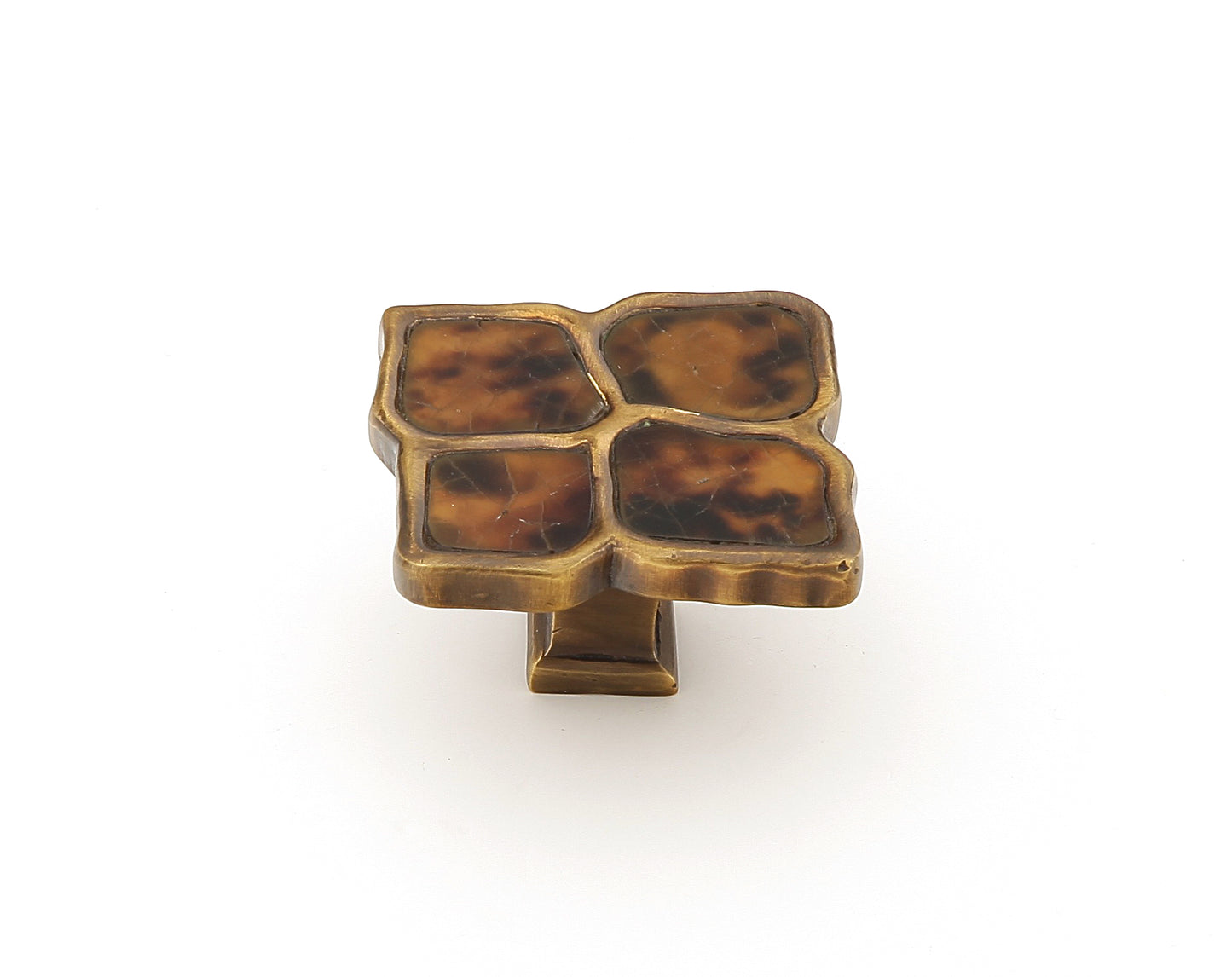 Schaub Tiger Penshell Solid Brass Estate Dover Cabinet Knob 1-1/2" 1-1/2" dia