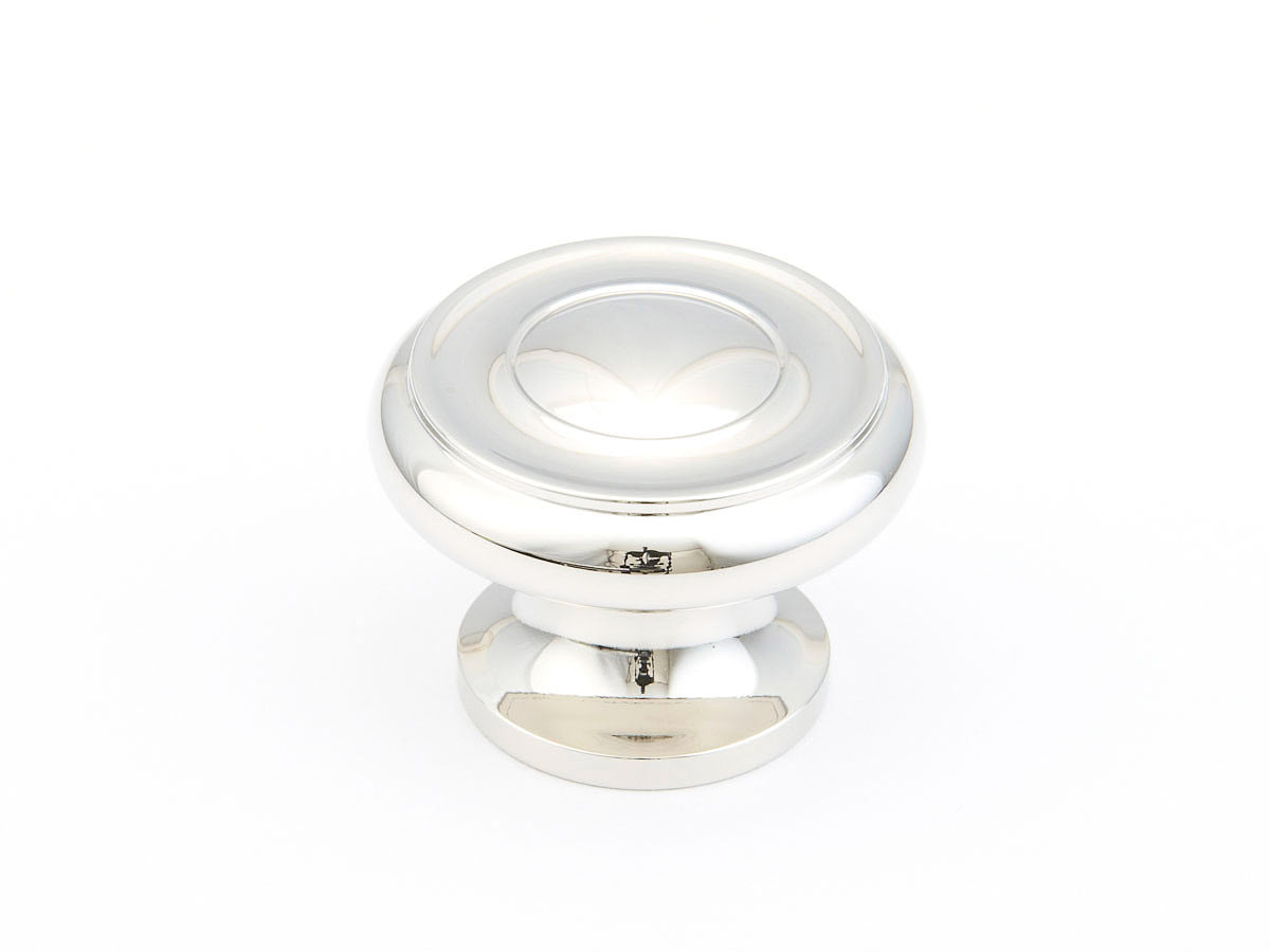 Schaub Traditional Stepped Round Knob 1-1/2" Polished Nickel