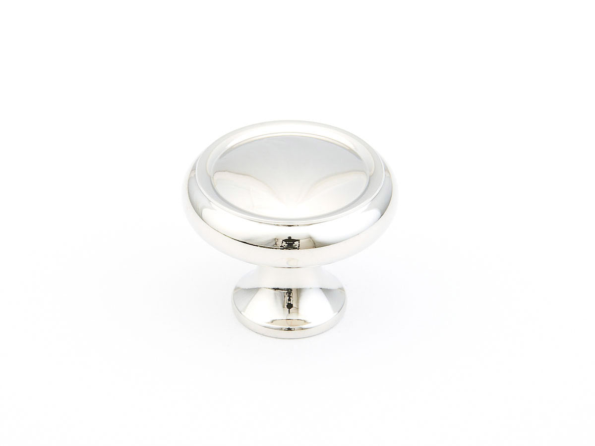 Schaub Traditional Rimmed Round Knob 1-1/4" Polished Nickel