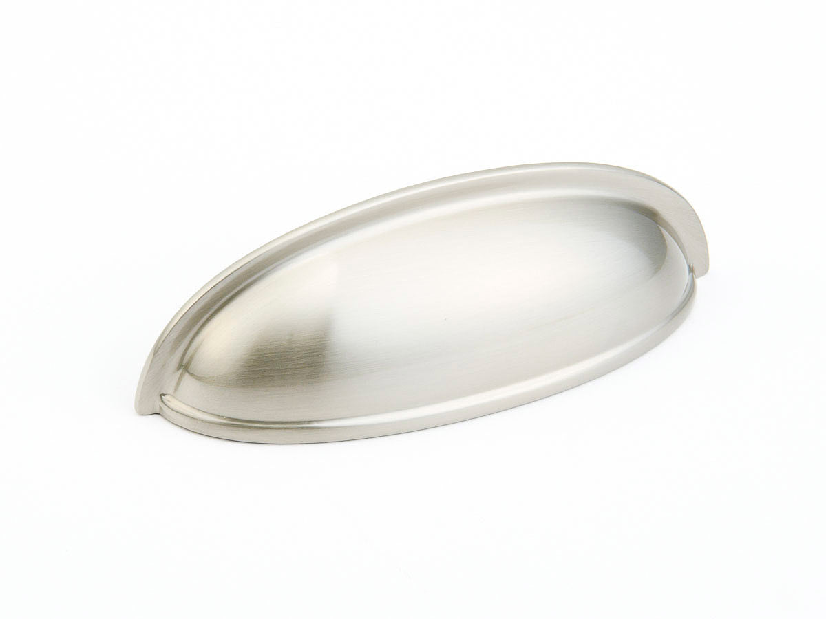 Schaub Traditional Cup Pull 3" cc (4-5/8" wide) Satin Nickel