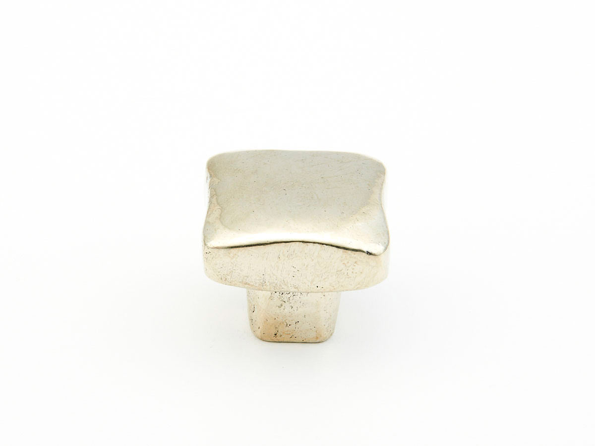 Schaub Vinci Soft Square Knob 1" Polished White Bronze