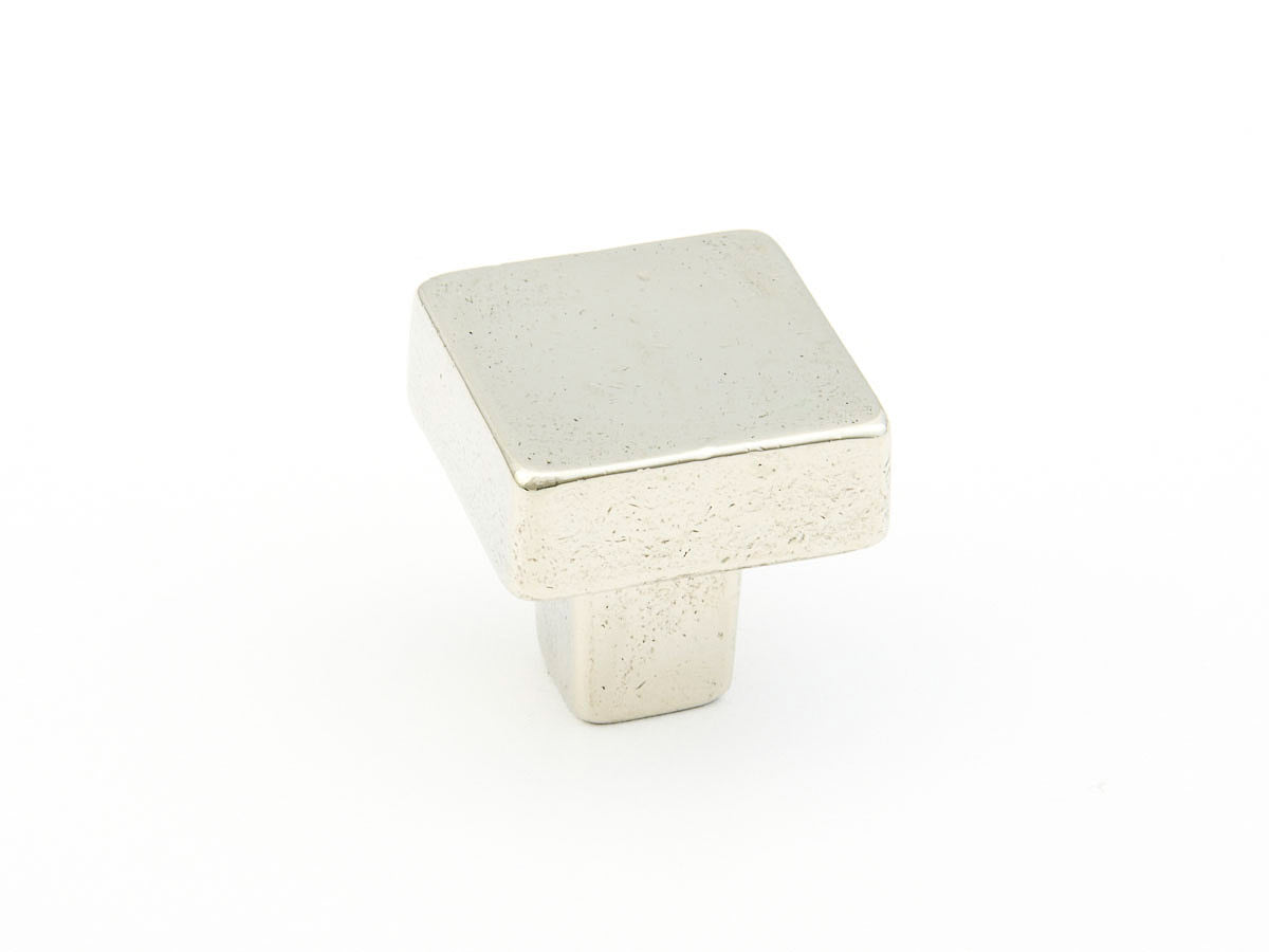 Schaub Vinci Square Knob 1-1/4" Polished White Bronze