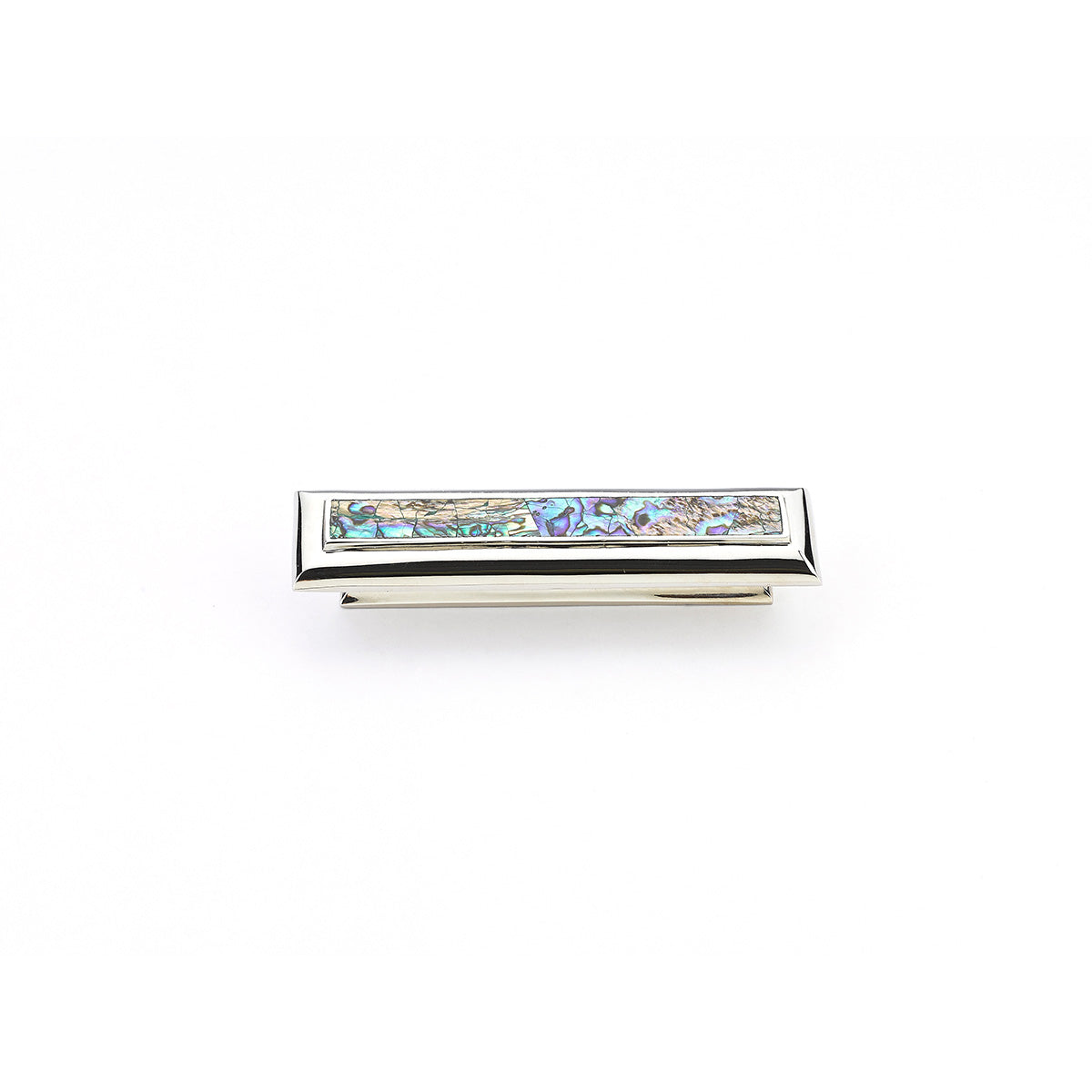 Schaub Imperial Shell Rectangle Pull with Imperial Shell Inlay in Polished Nickel 3" cc
