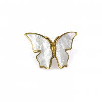 Schaub Butterfly Pull with Mother of Pearl Inlay on Paris Brass Finish 1-1/2" cc PAR