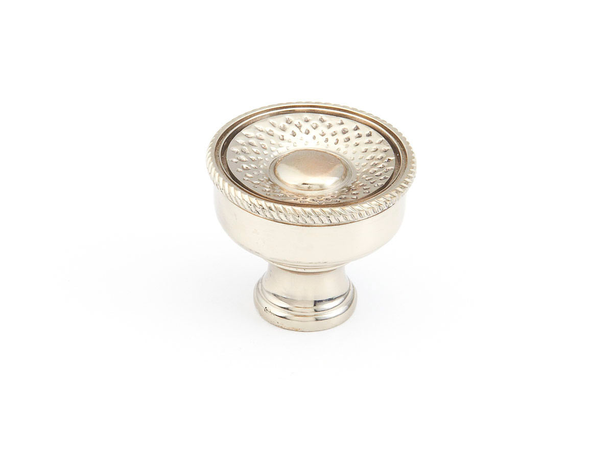 Schaub Solid Brass Knob in Polished White Brass 1-1/4" dia in Polished White Brass