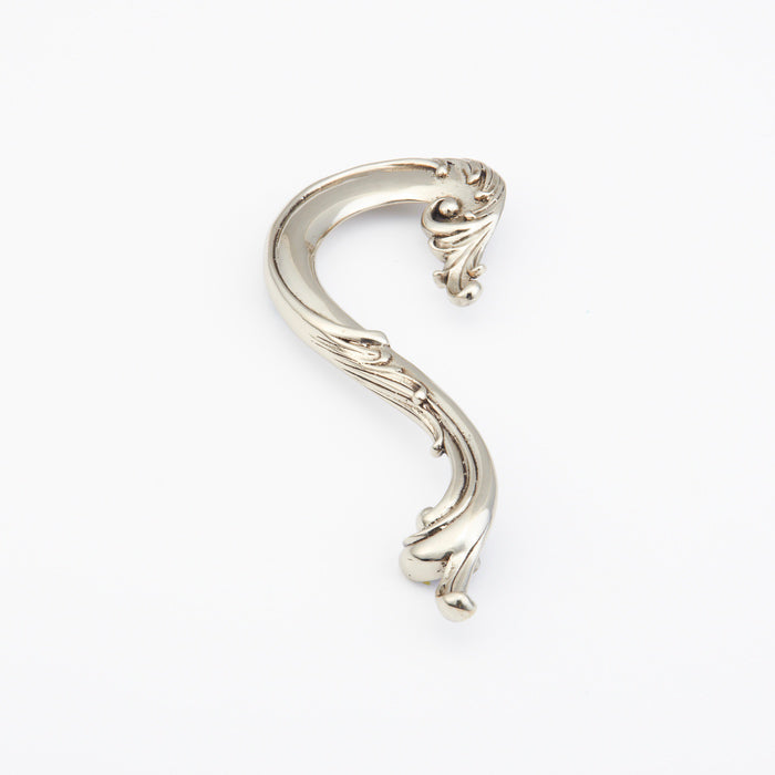 Schaub Solid Brass large curved pull. left in Polished White Brass 5" in Polished White Brass