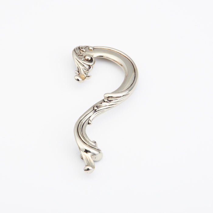 Schaub Solid Brass large curved pull. right in Polished White Brass 5" in Polished White Brass