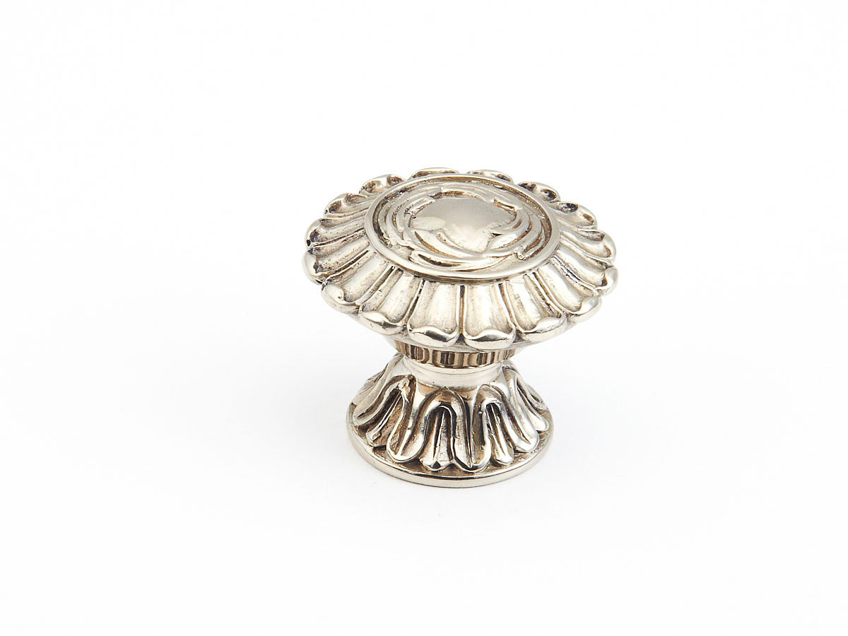 Schaub Solid Brass Knob in Polished White Brass 1-1/2" dia in Polished White Brass