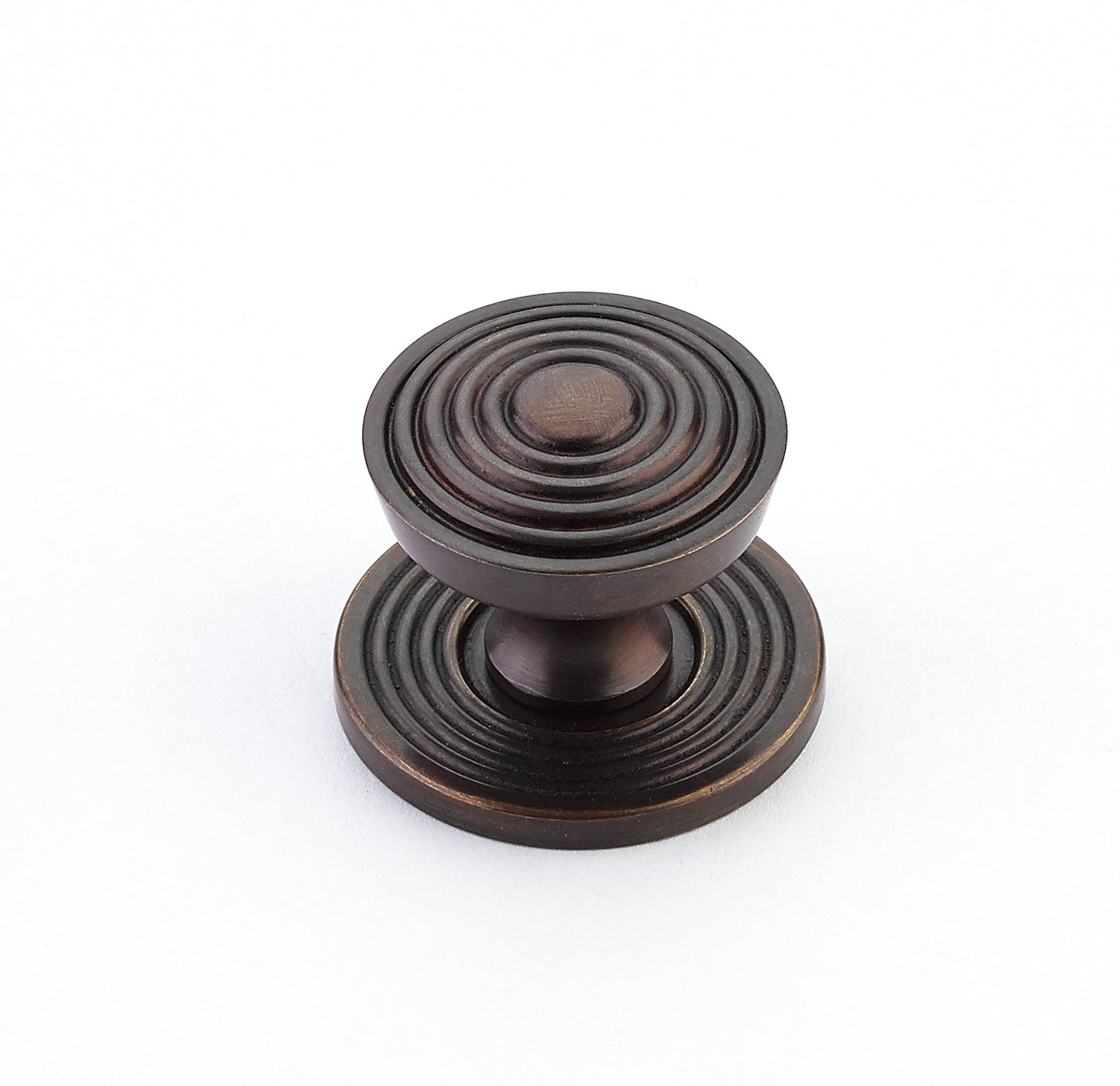 Schaub Solid Brass Knob w/backplate in Dark Antique Bronze 1" dia Imperial Shell and Penshell inlaid on Solid Brass