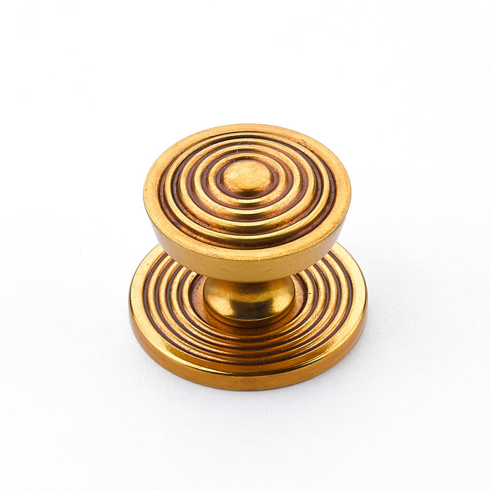 Schaub Solid Brass Knob w/backplate in Paris Brass 1" dia PAR