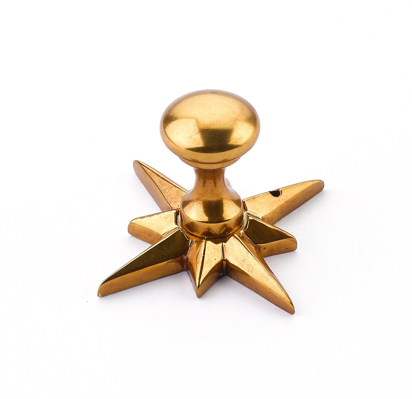 Schaub Brass Knob w/ Star Backplate in Paris Brass 3/4" dia x 2" backplate PAR