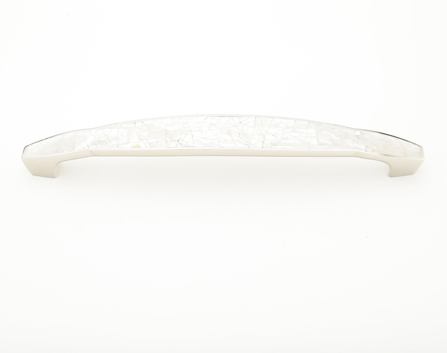 Schaub Mother of Pearl Polished Nickel Pull with White Mother of Pearl Inlay 8" cc