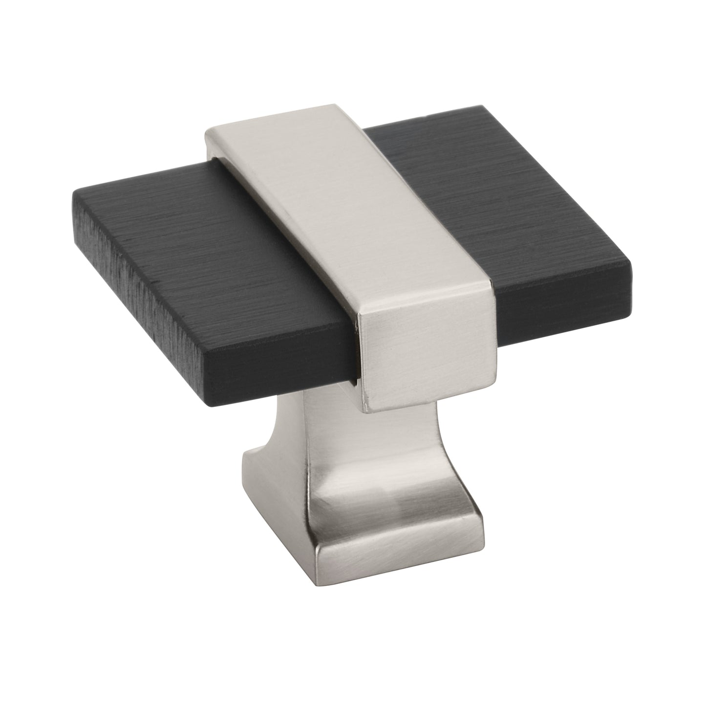 Amerock Overton Knob - 1-3/8 inch (35mm) Length - Brushed Matte Black/Satin Nickel