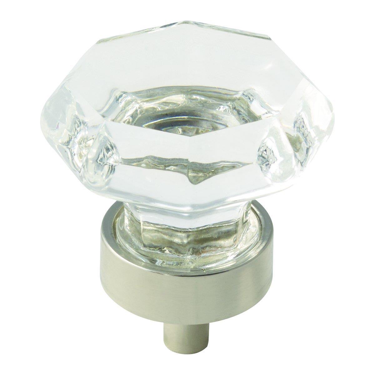 Amerock Traditional Classics Knob - 1-5/16 inch (33mm) Diameter - Clear/Polished Nickel