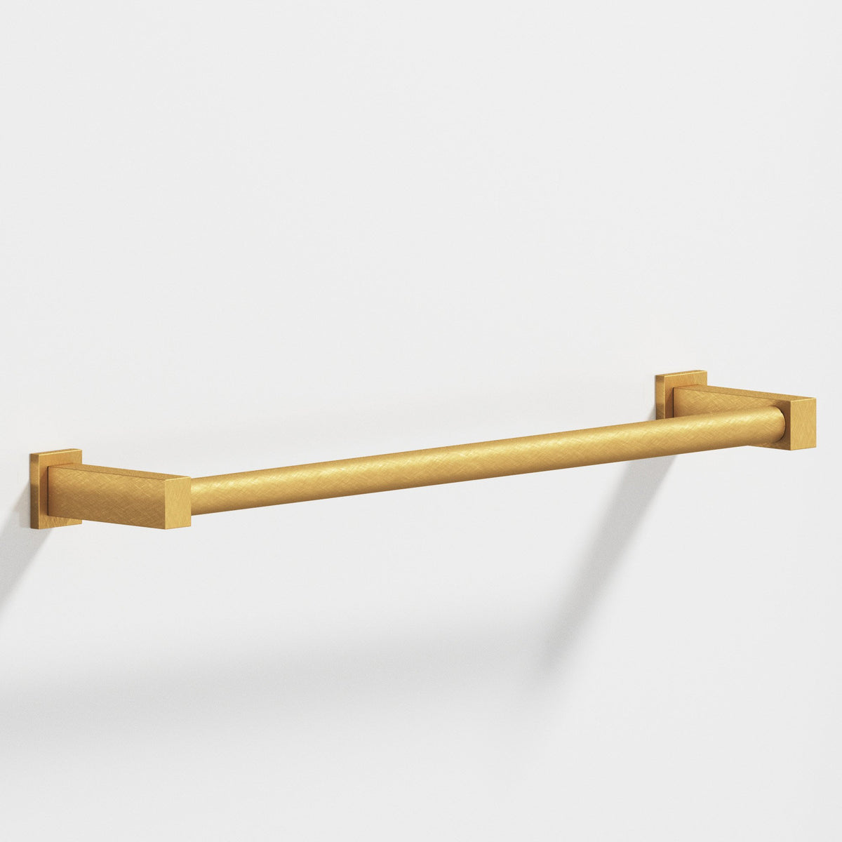 Colonial Bronze 45 Round Towel Bar and Appliance Pull, Fully Encapsulated by Rectangular Posts - Weathered Brass