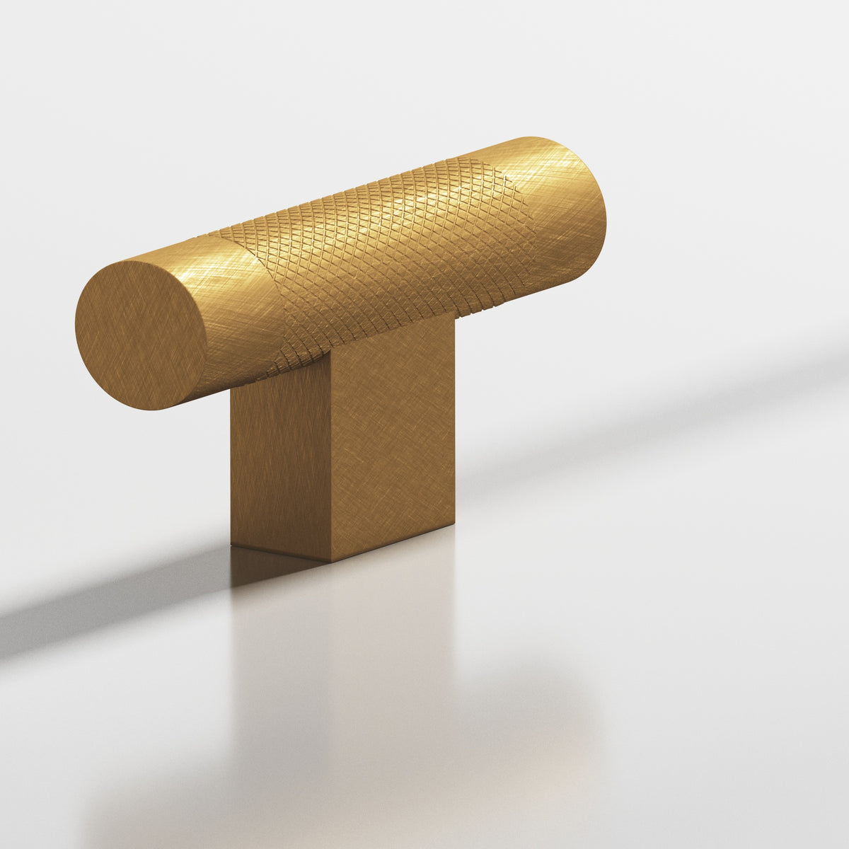 Colonial Bronze 571 Diamond-Knurled T-Knob with Rectangular Post, 2 in - Weathered Brass