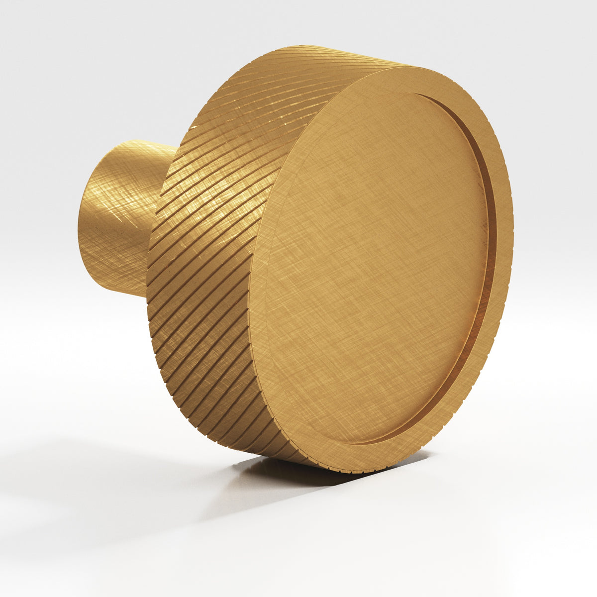Colonial Bronze 591 Single-Knurled Disc Knob with Straight Post, 1-1/4 in Diameter - Weathered Brass