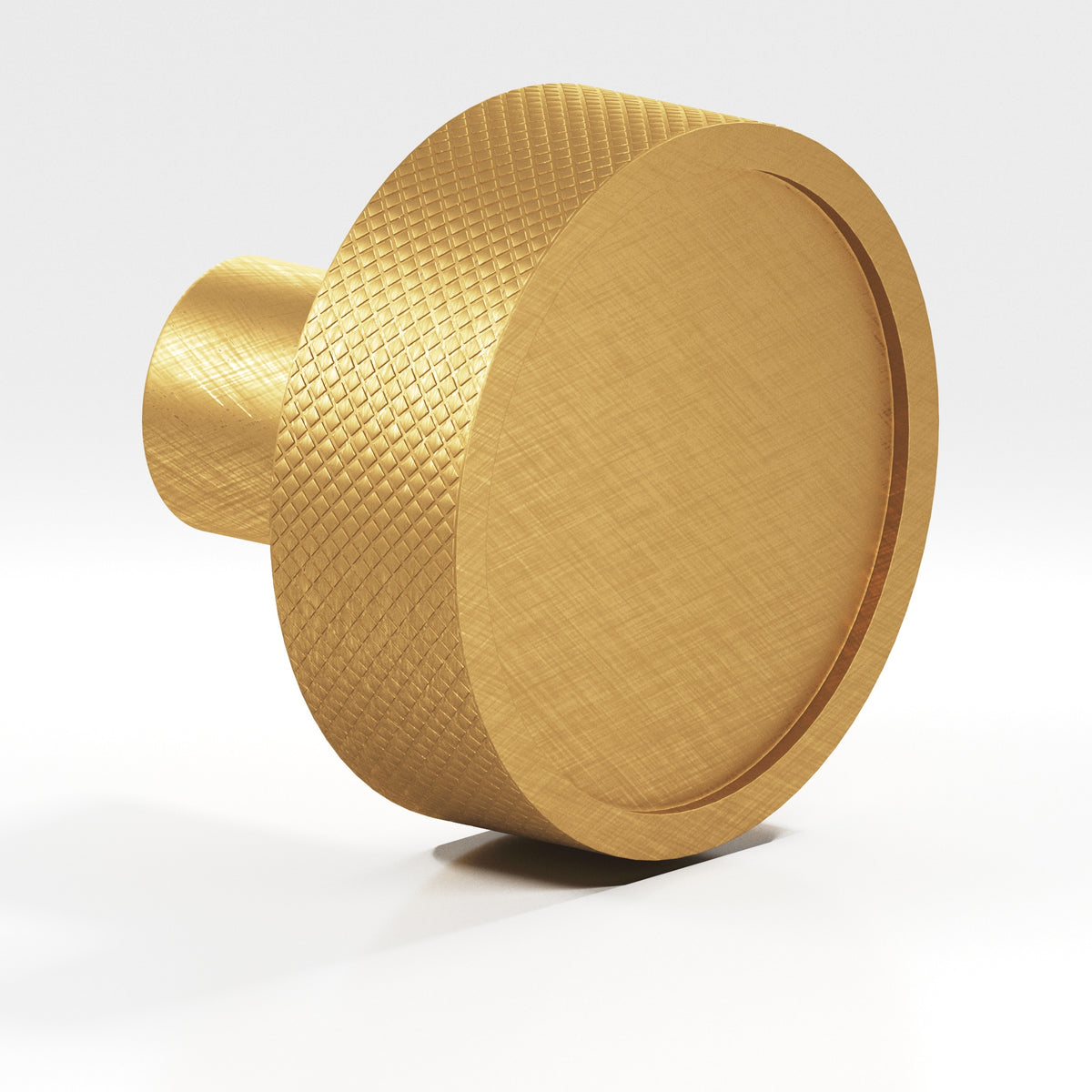 Colonial Bronze 595 Diamond-Knurled Disc Knob with Straight Post, 1-1/4 in Diameter - Weathered Brass