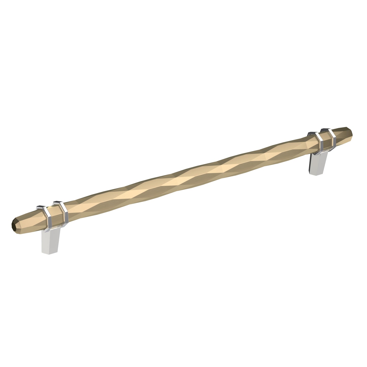 Amerock London Pull - 10-1/16 inch (256mm) CTC - Golden Champagne/Polished Chrome