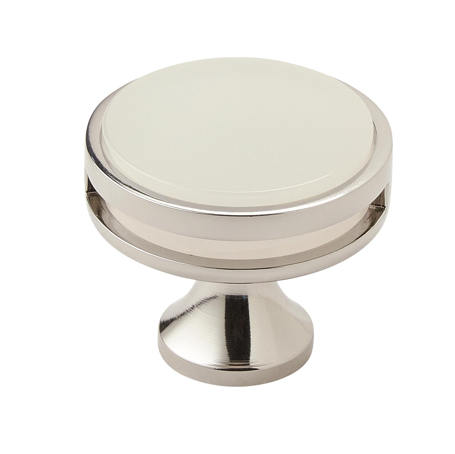 Amerock Oberon Knob - 1-3/8 inch (35mm) Diameter - Polished Nickel/Frosted Acrylic