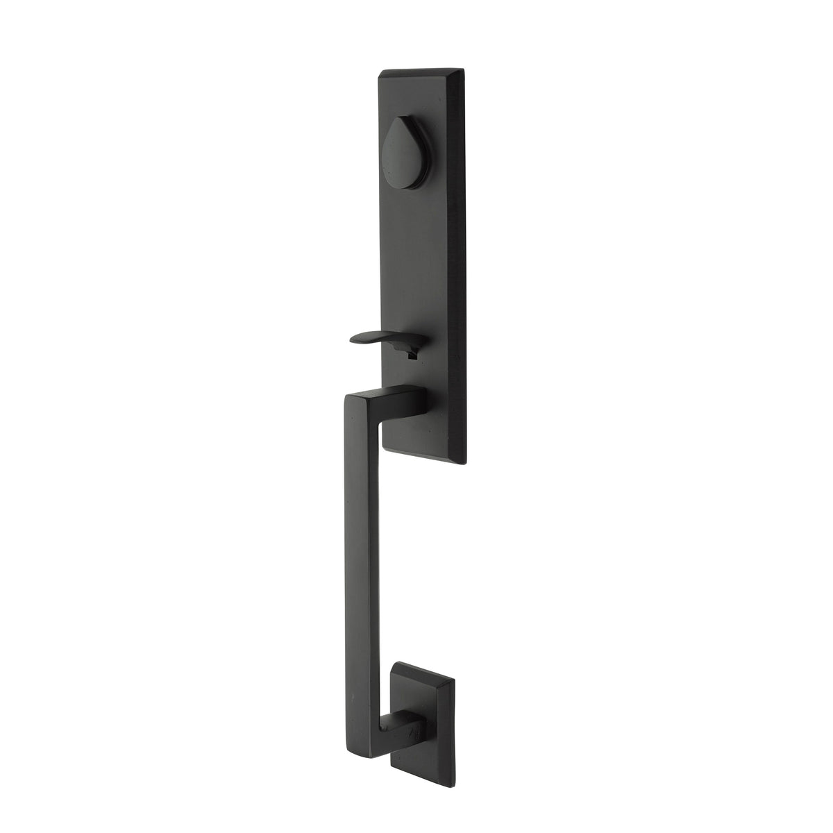 Rustic Modern Rectangular Monolithic Grip-by-Grip Entrance Handleset – Flat Black Bronze