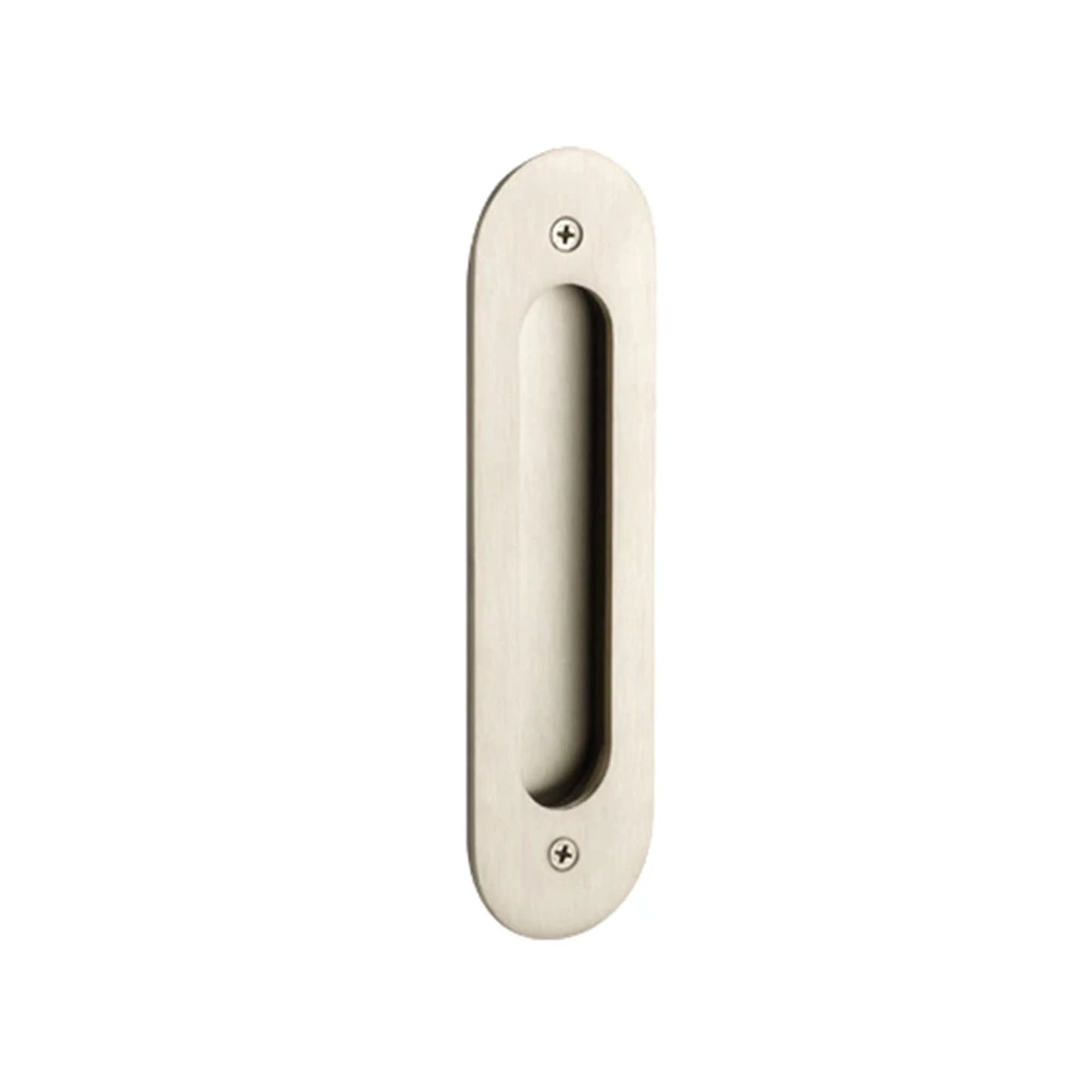 Narrow Oval Flush Pull with Surface Screws