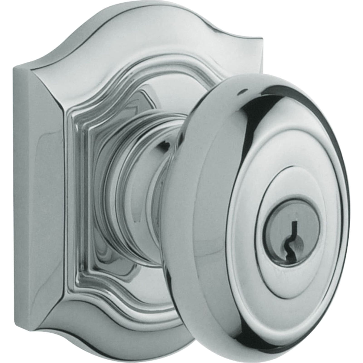 Baldwin Estate 5237 Bethpage Keyed Knob in Polished Chrome