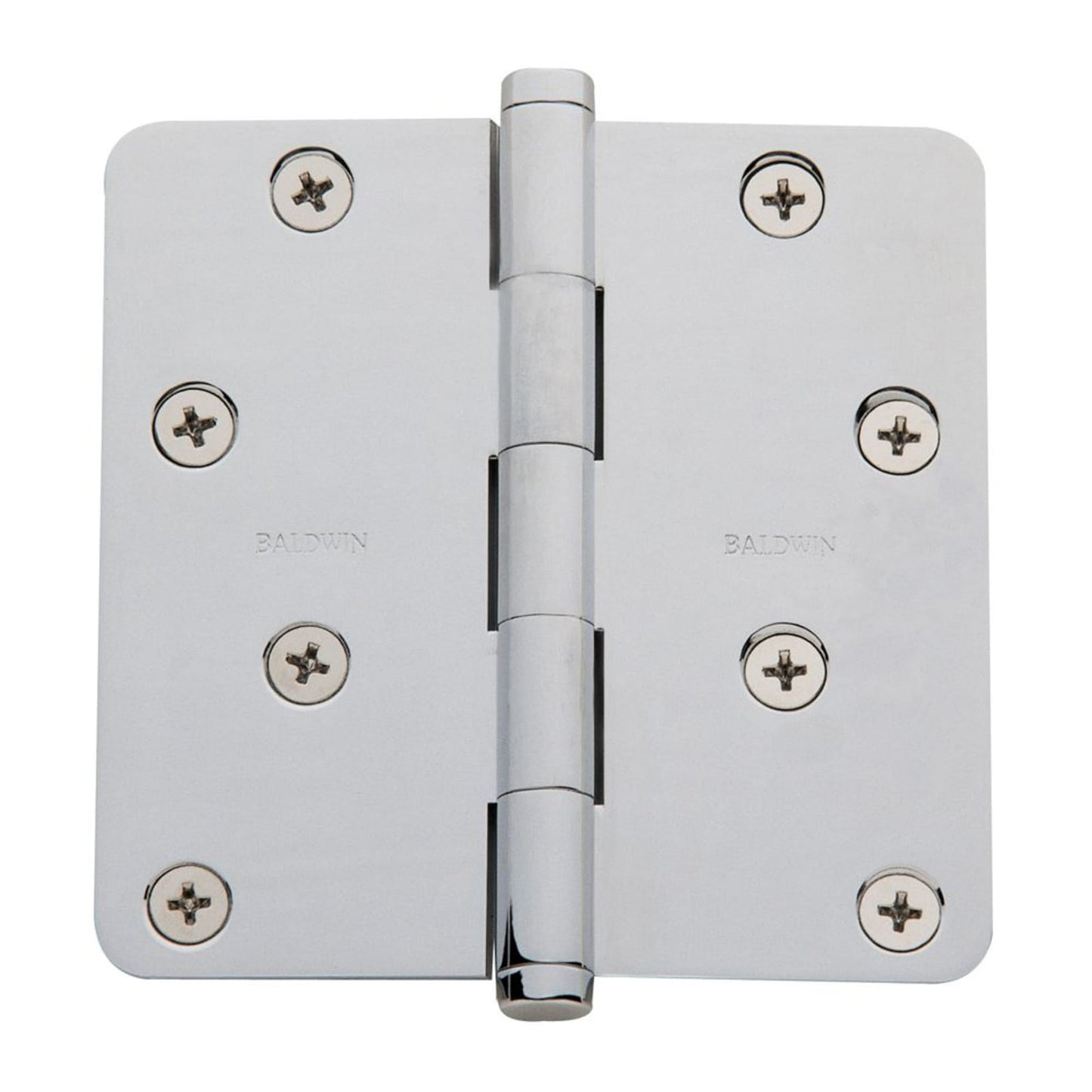 Baldwin Hinge 4" x 4" 5/8" Radius Corner in Polished Chrome