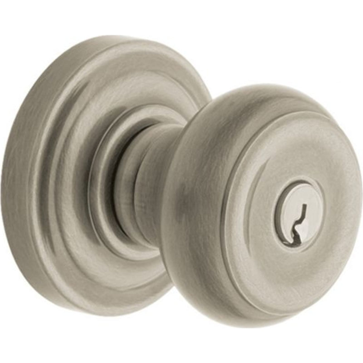 Baldwin Estate 5210 Colonial Keyed Knob in Lifetime (PVD) Satin Nickel