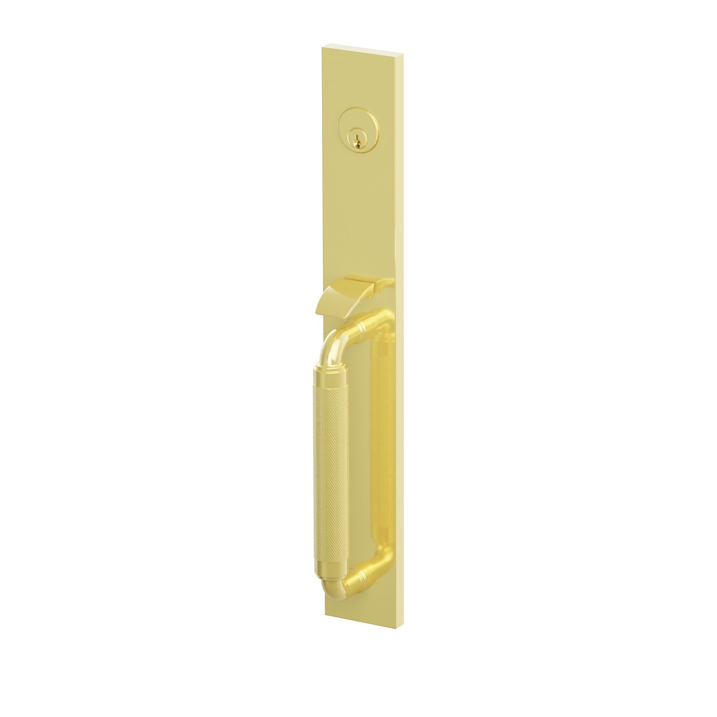 Emtek SELECT R-Bar Knurled Full Length Mortise Entrance Handleset – Unlacquered Brass
