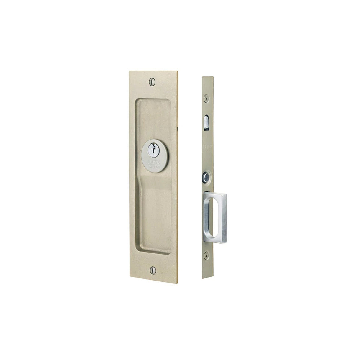 Sandcast Bronze Rustic Modern Rectangular Pocket Door Mortise Lock