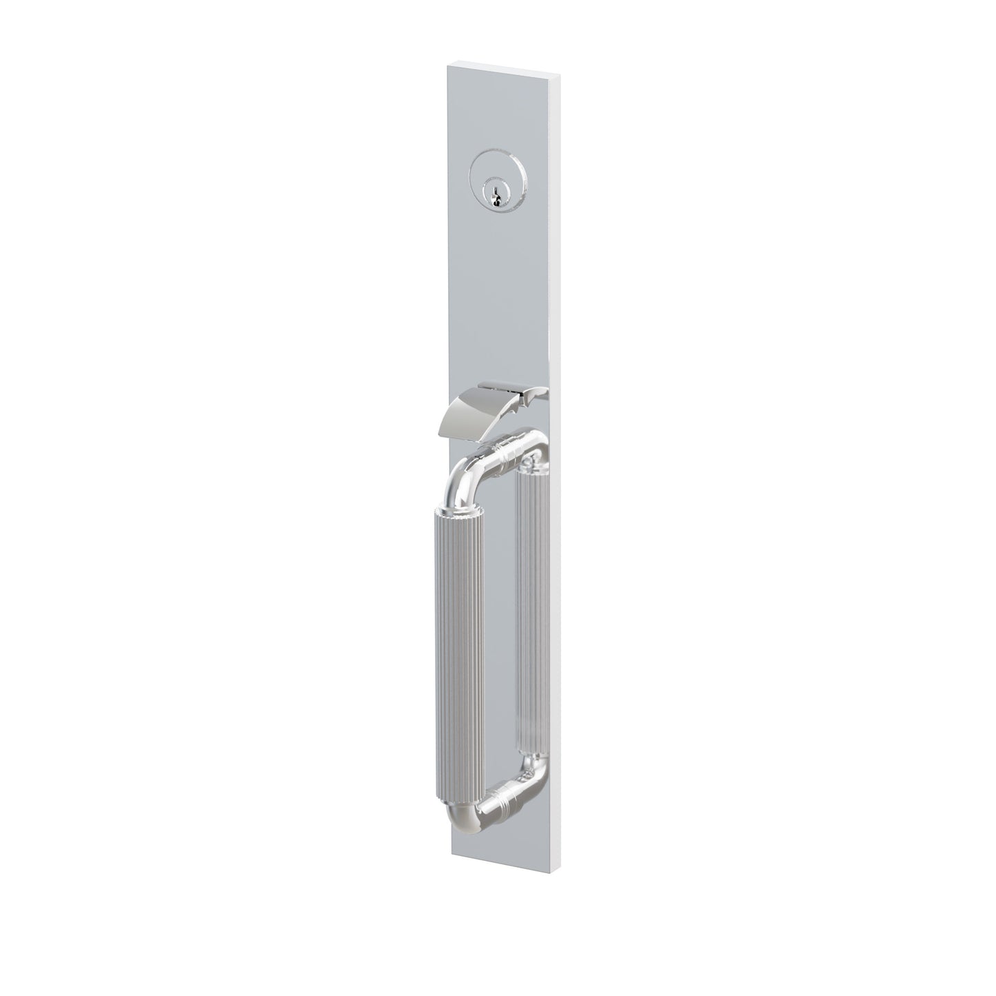 Emtek SELECT R-Bar Straight Knurled Full Length Mortise Entrance Handleset – Polished Chrome