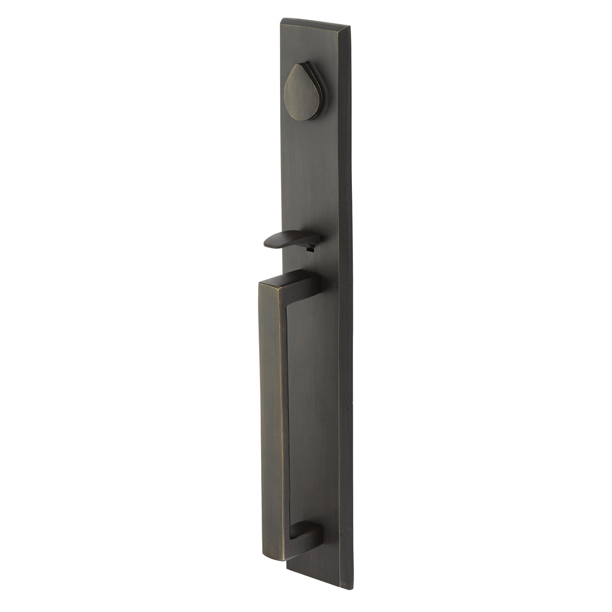 Rustic Modern Rectangular Full Length Grip-by-Grip Entrance Handleset – Medium Bronze