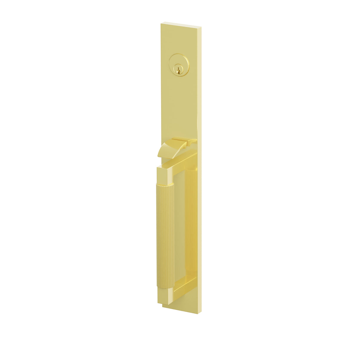Emtek SELECT L-Square Straight Knurled Full Length Entrance Handleset – Unlacquered Brass