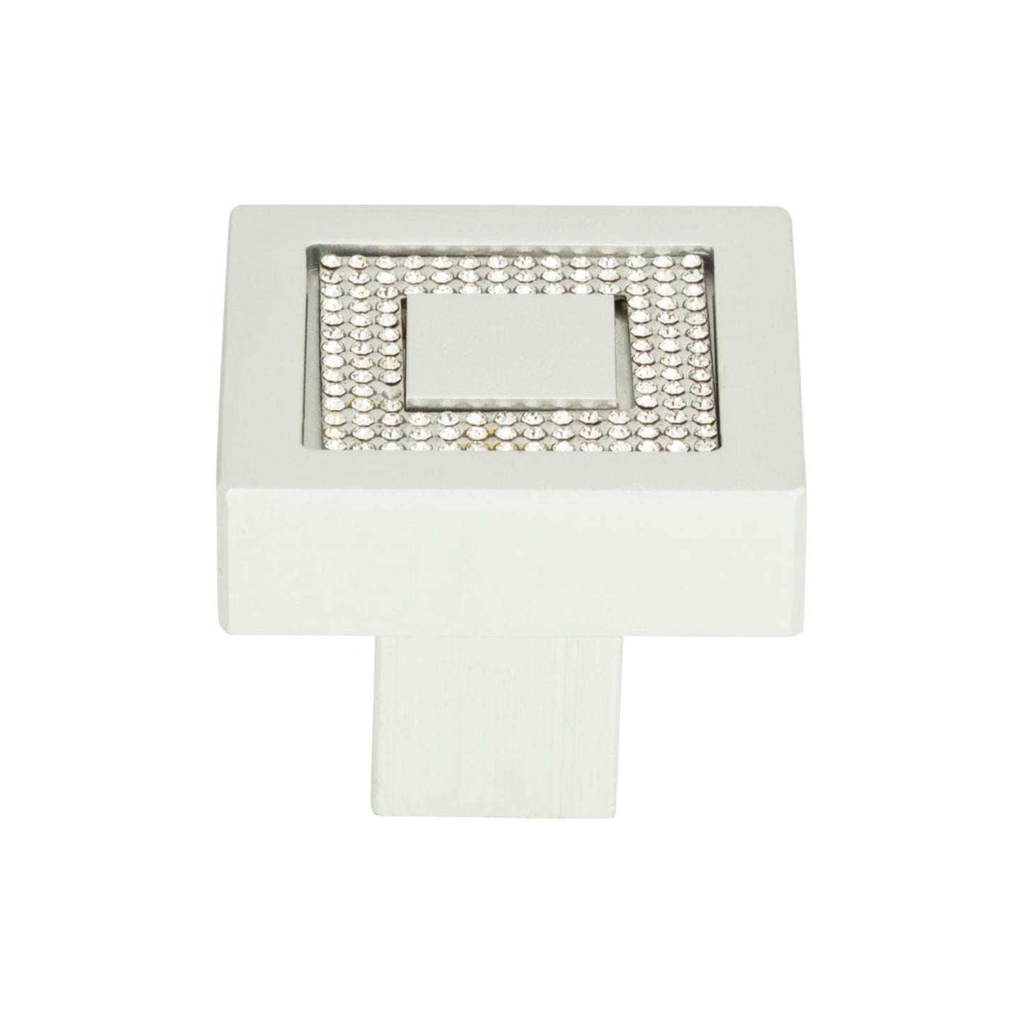Atlas Crystal 1 3/8" Length Square Knob (3192) - Matte Chrome