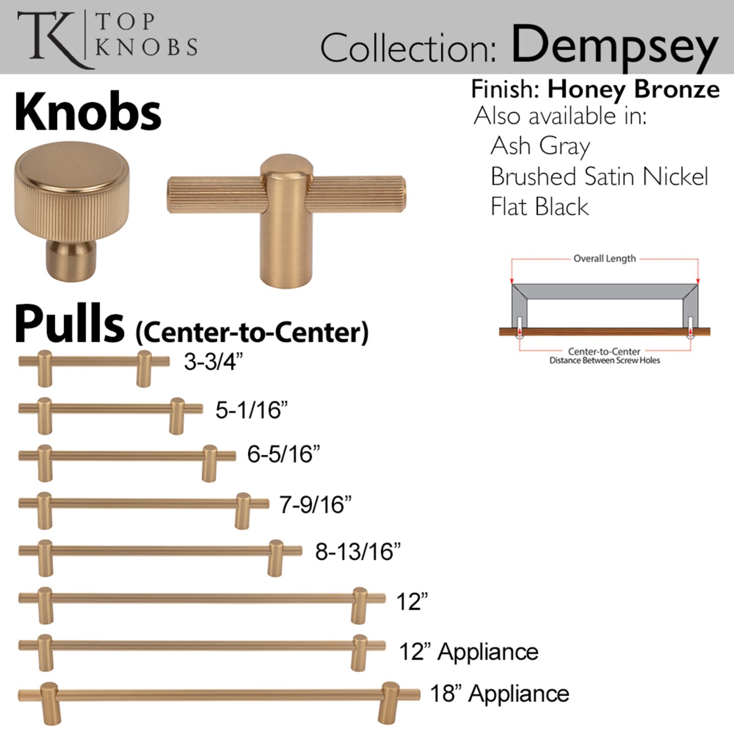 Top Knobs Dempsey Length Round Knob