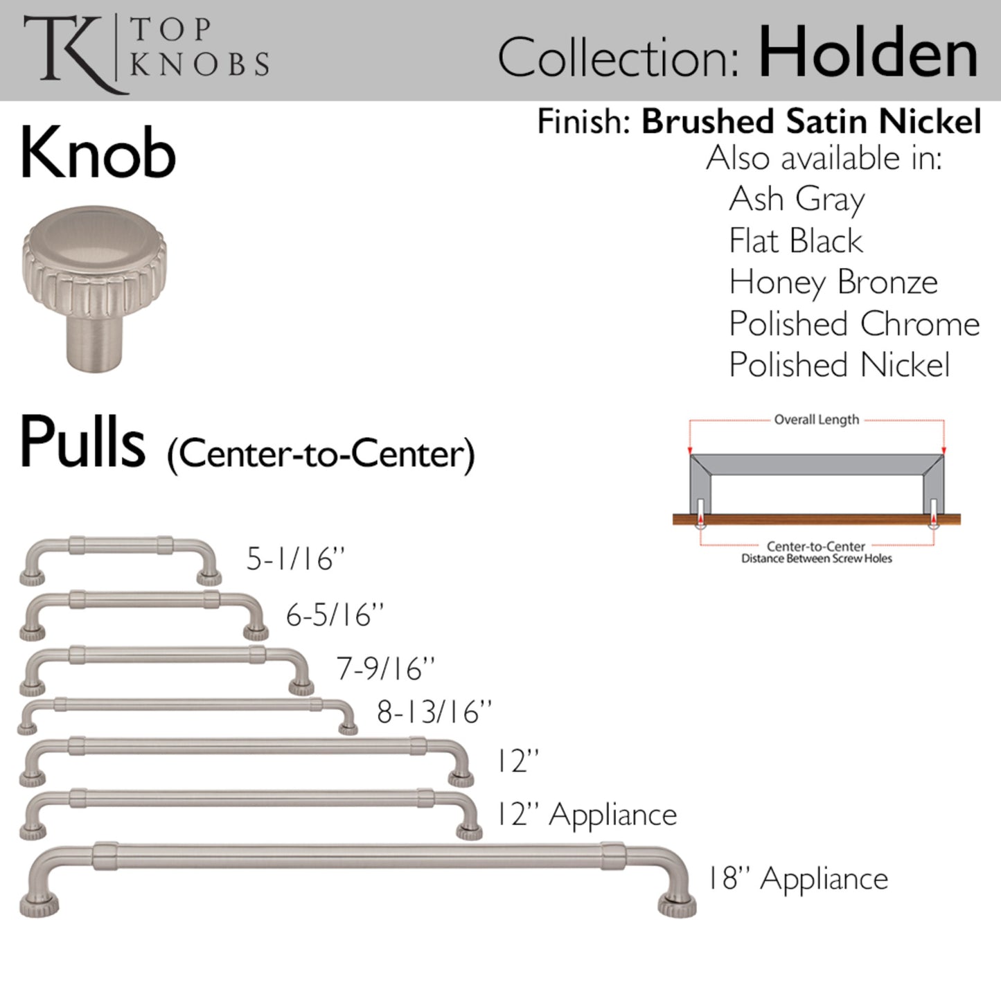 Top Knobs Holden Length Mushroom Knob