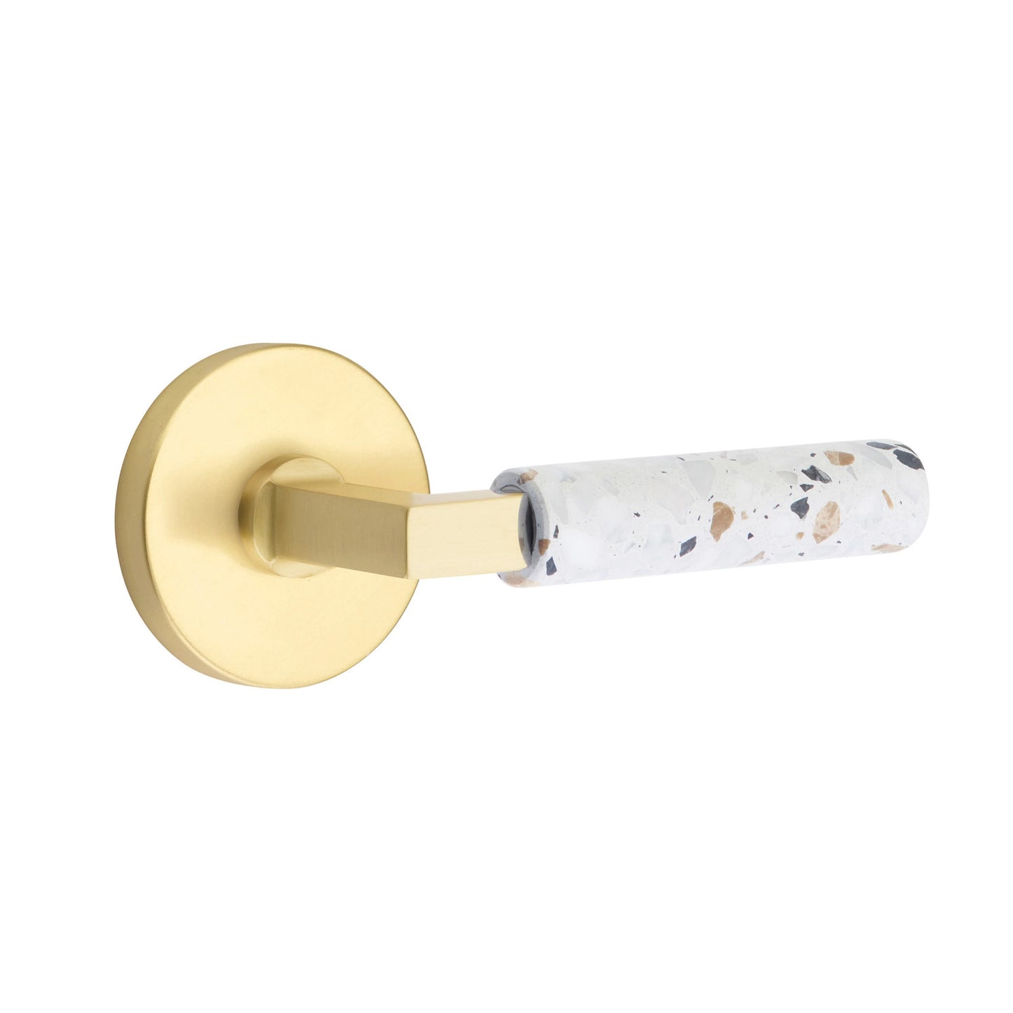SELECT Key In L-Square Light Terrazzo Lever – satin-brass