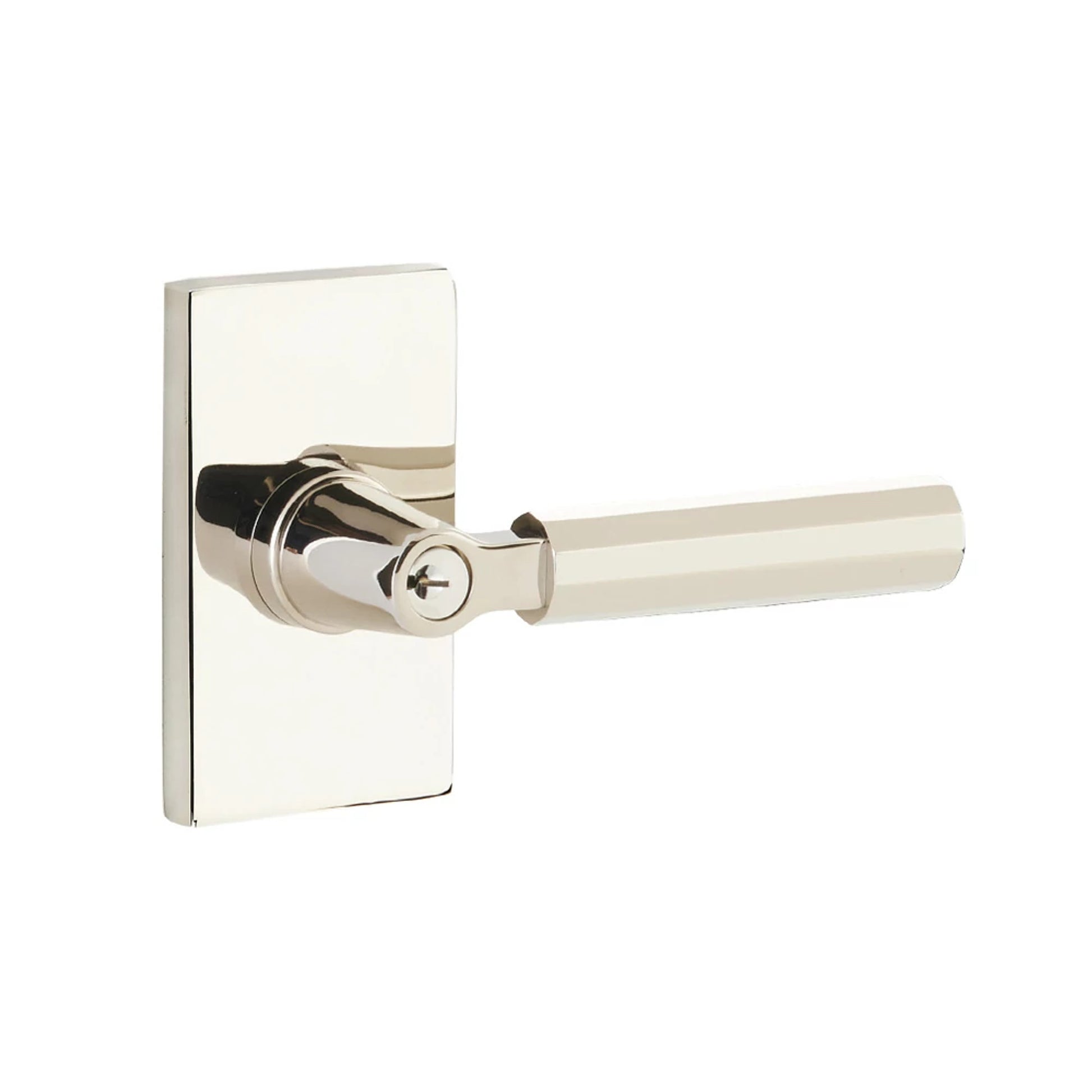 SELECT Key In L-Square Faceted Lever – keyed, polished-nickel-lifetime