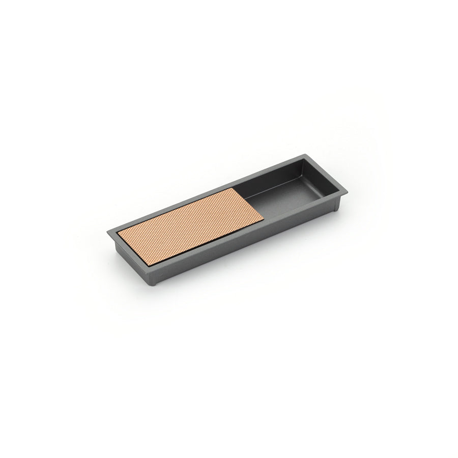 Schaub MODO Rectangular Mixed Recessed Pull 6-1/4" x 2" Gun Metal/Polished Rose Gold