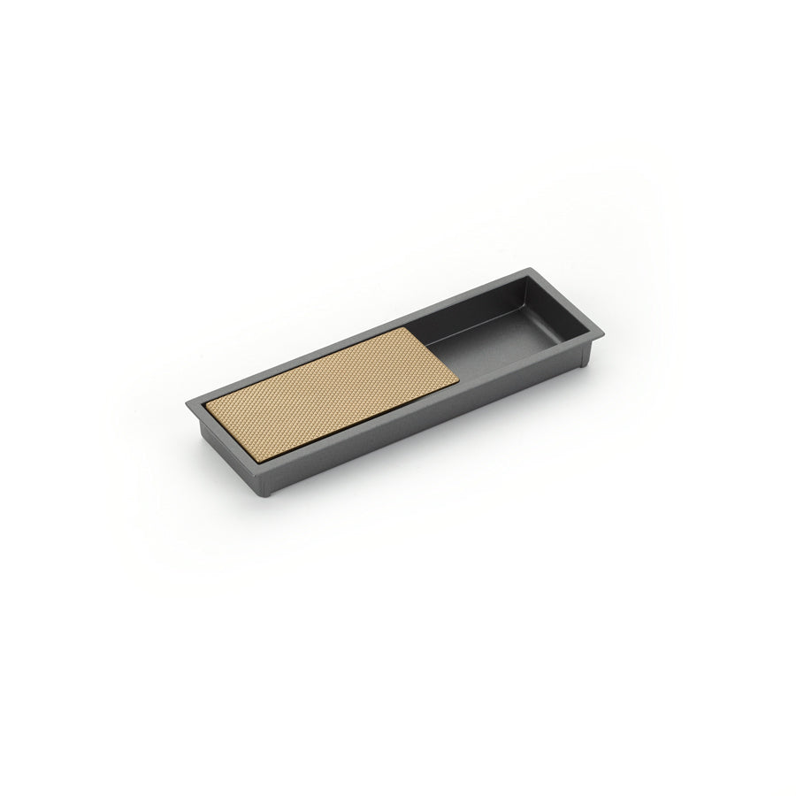 Schaub MODO Rectangular Mixed Recessed Pull 6-1/4" x 2" Gun Metal/Signature Satin Brass