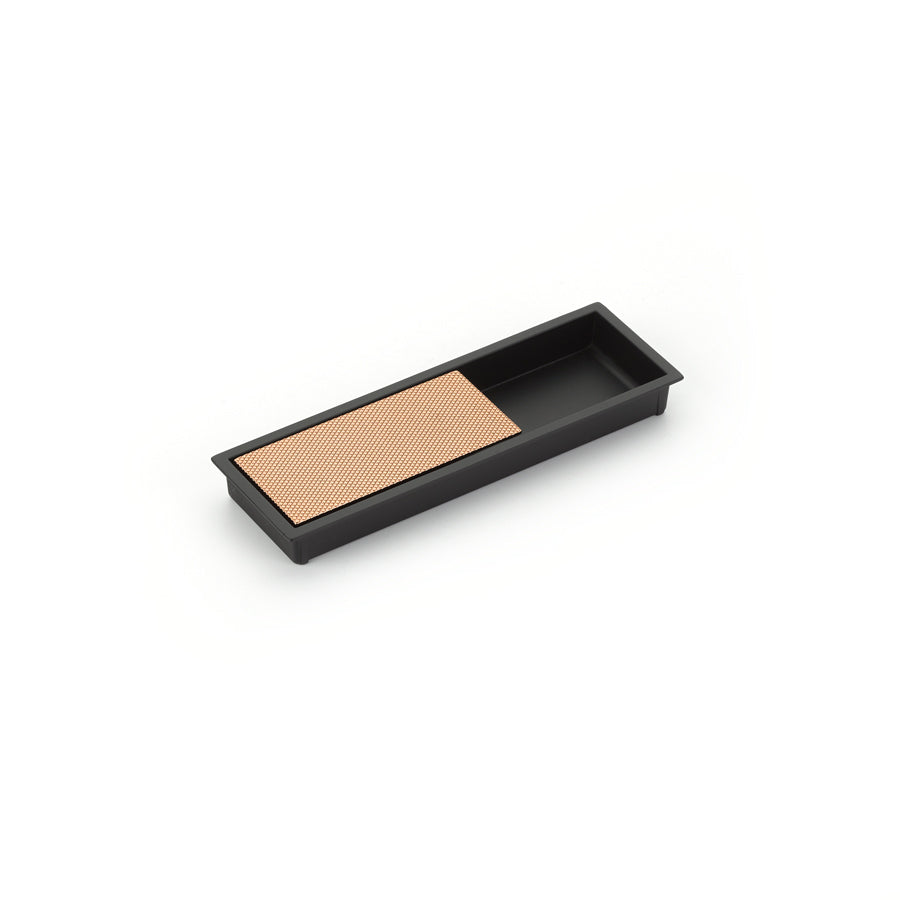 Schaub MODO Rectangular Mixed Recessed Pull 6-1/4" x 2" Matte Black/Polished Rose Gold