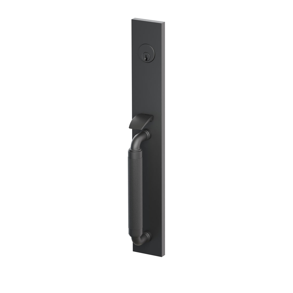 Emtek SELECT R-Bar Knurled Full Length Mortise Entrance Handleset – Flat Black