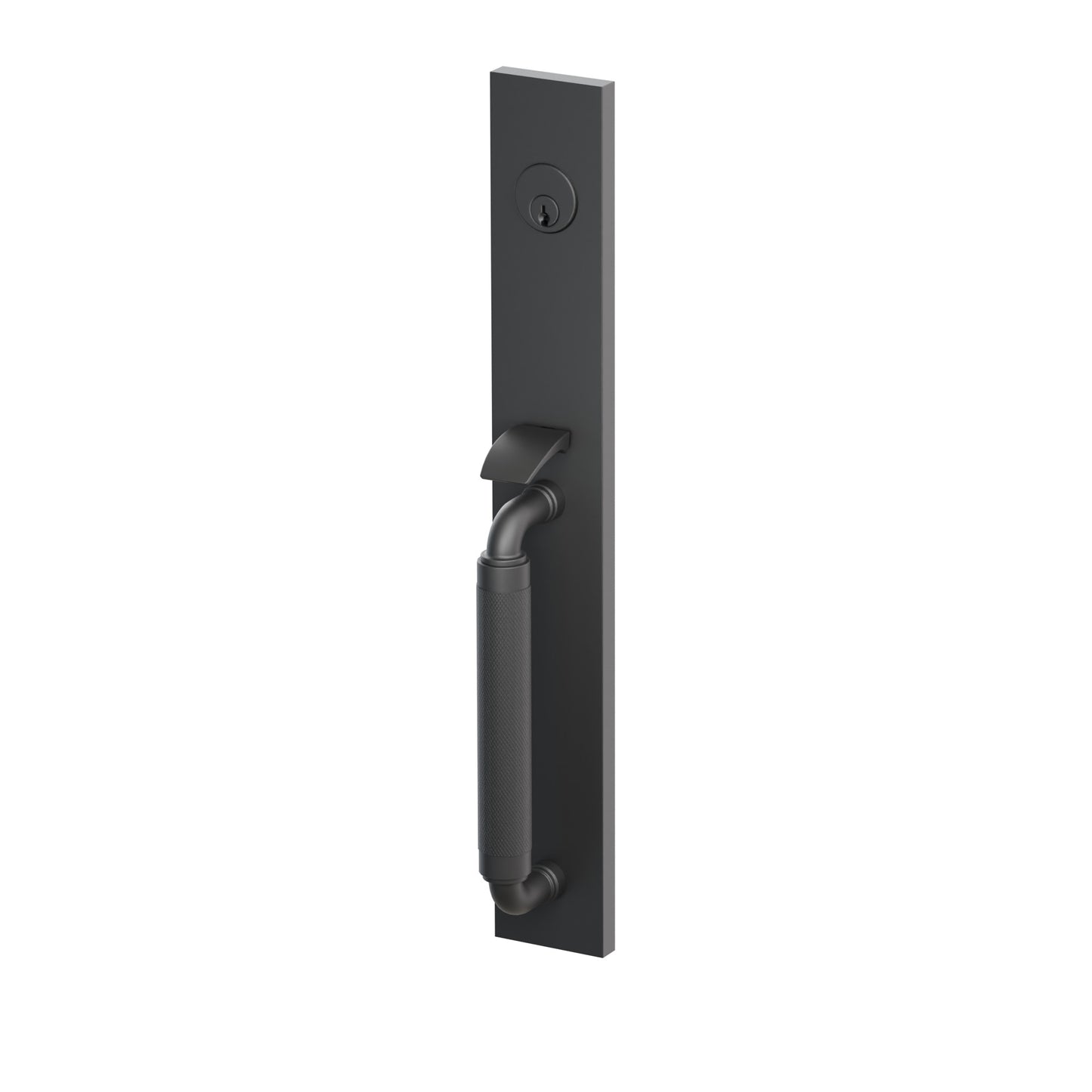 Emtek SELECT R-Bar Knurled Full Length Entrance Handleset – Flat Black