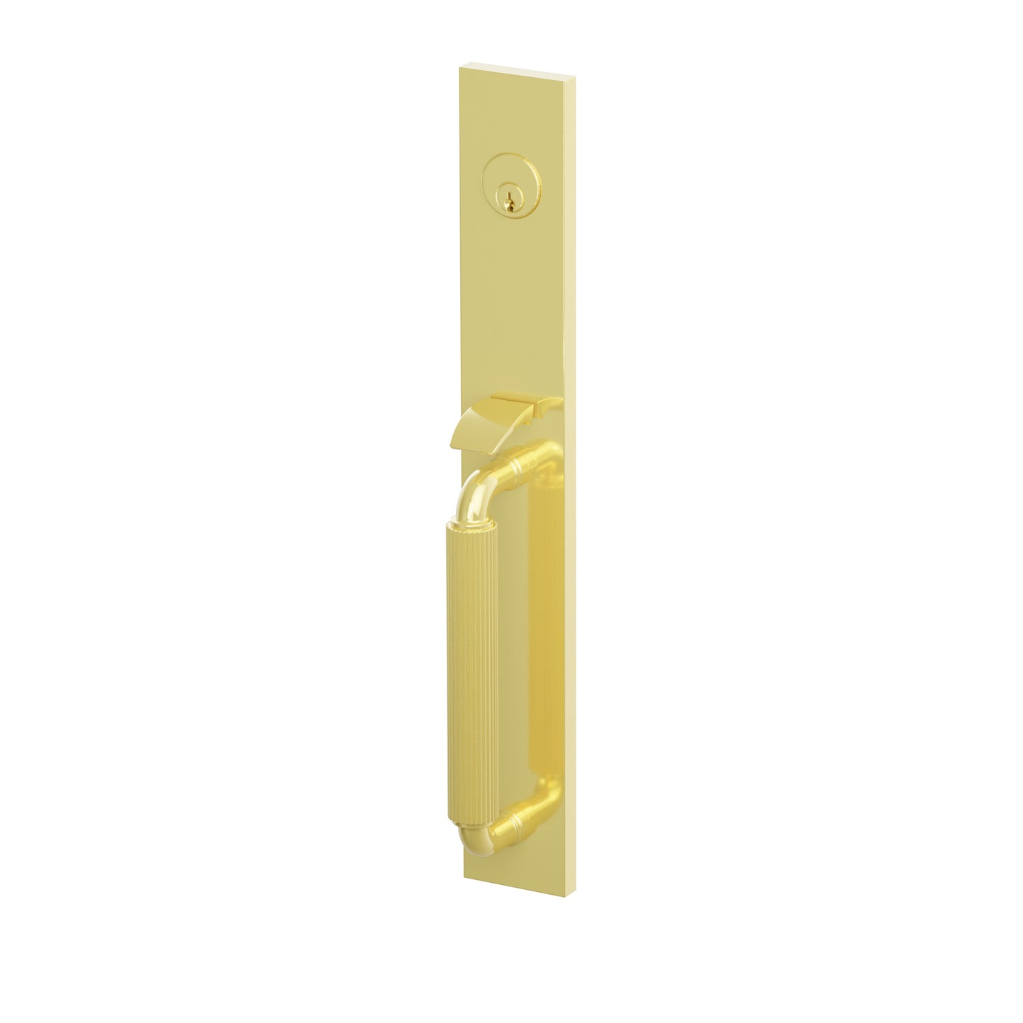Emtek SELECT R-Bar Straight Knurled Full Length Mortise Entrance Handleset – Unlacquered Brass