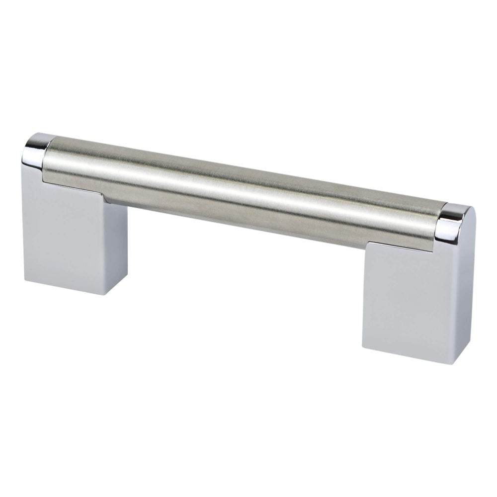 Berenson Studio Remix Pull - 96mm (3-25/32 in) - Brushed Nickel and Polished Chrome