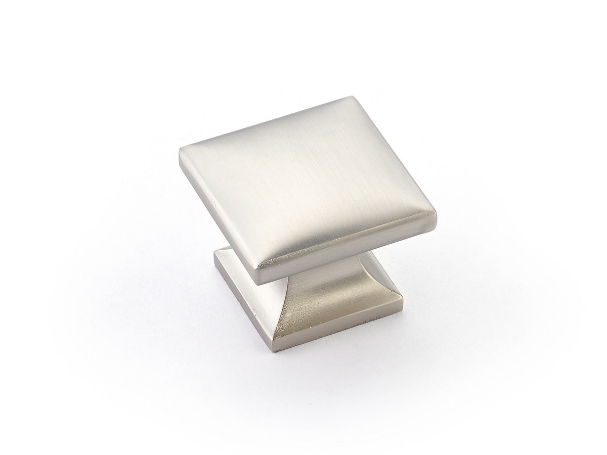 Schaub Northport Smooth Square Knob 1-3/8" Satin Nickel