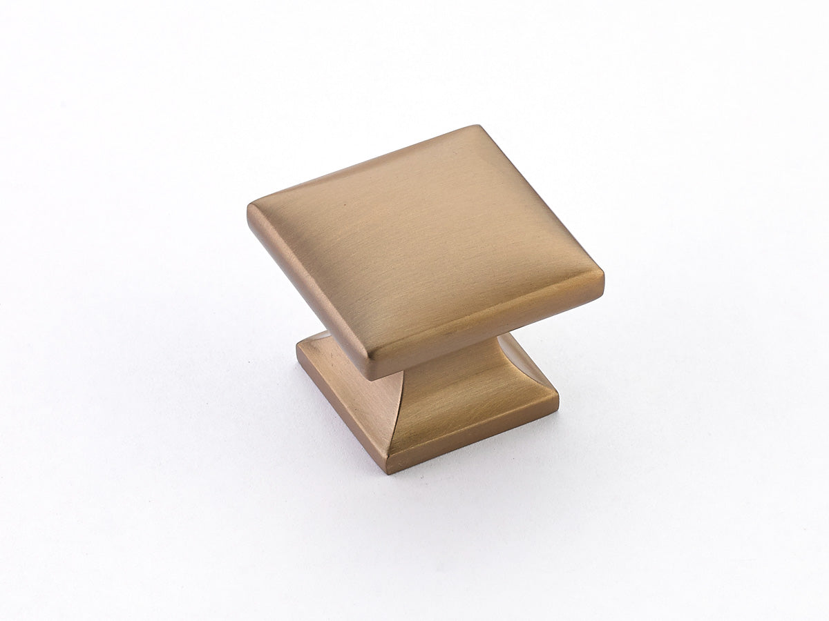 Schaub Northport Smooth Square Knob 1-3/8" Brushed Bronze